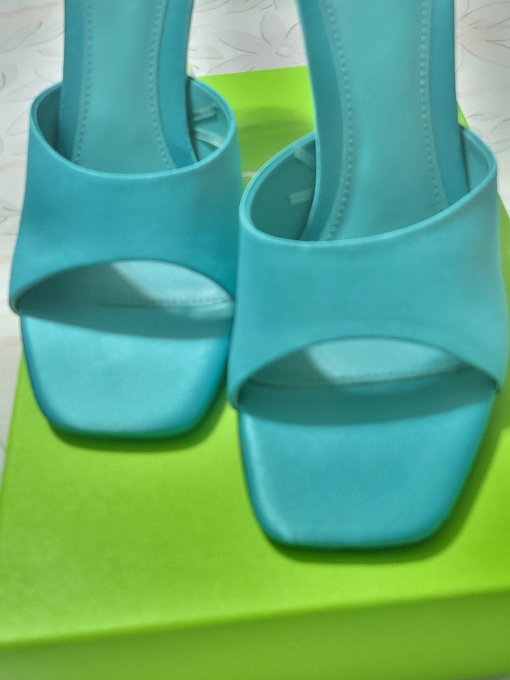 Zara Turquoise Open-Toe Slide Mules